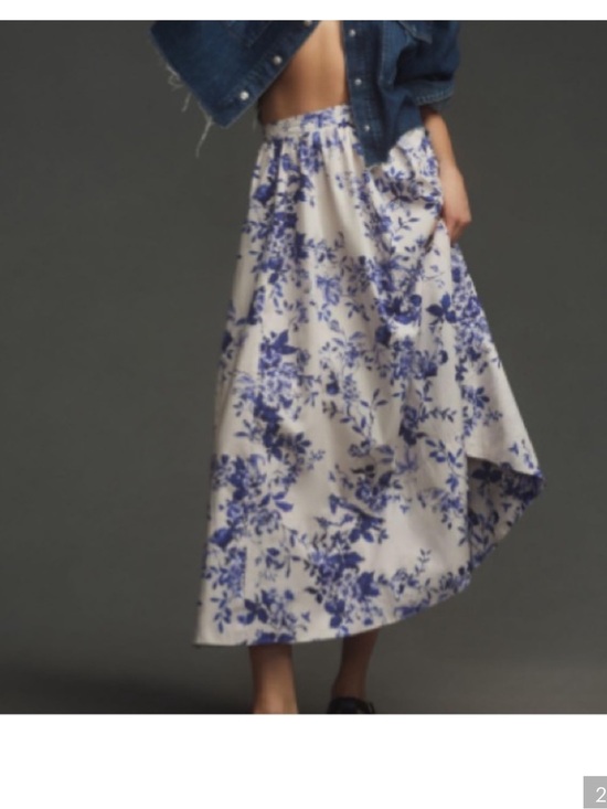Anthropologie Dresses & Skirts - Anthropologie The Jacie Poplin Printed Midi Skirt BLUE MOTIF Sz S